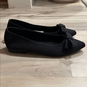 MIA Josefine Black Knit Pointed Toe Bow Flats